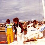 Margie Hibbert, Geoff Floyd & Sue Johnston on Pelorus Jack, March 1982.